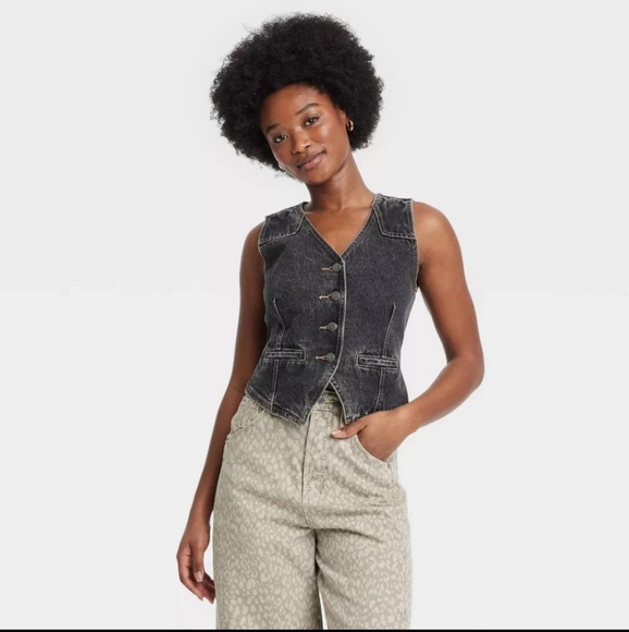 Women's Denim Vest - Universal Thread Black 10 - Picture 1 of 7